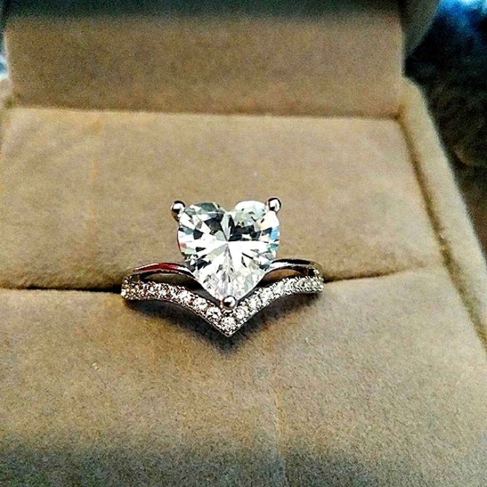 Heart Shaped Faux Diamond Ring